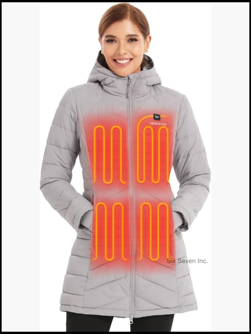 Long Quilted Electric Heated Puffer Coat with Battery Pack